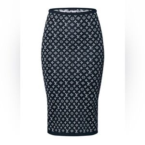 NWT Louis Vuitton Black LV Monogram Knit Skirt